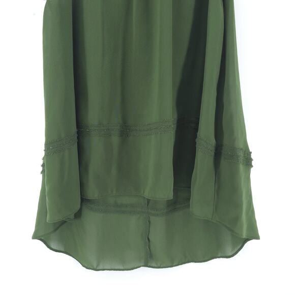 Nicole Miller Flowy Hi Lo Boho Sheer Coquette Sleeveless Tunic Blouse Keyhole M - Picture 4 of 11